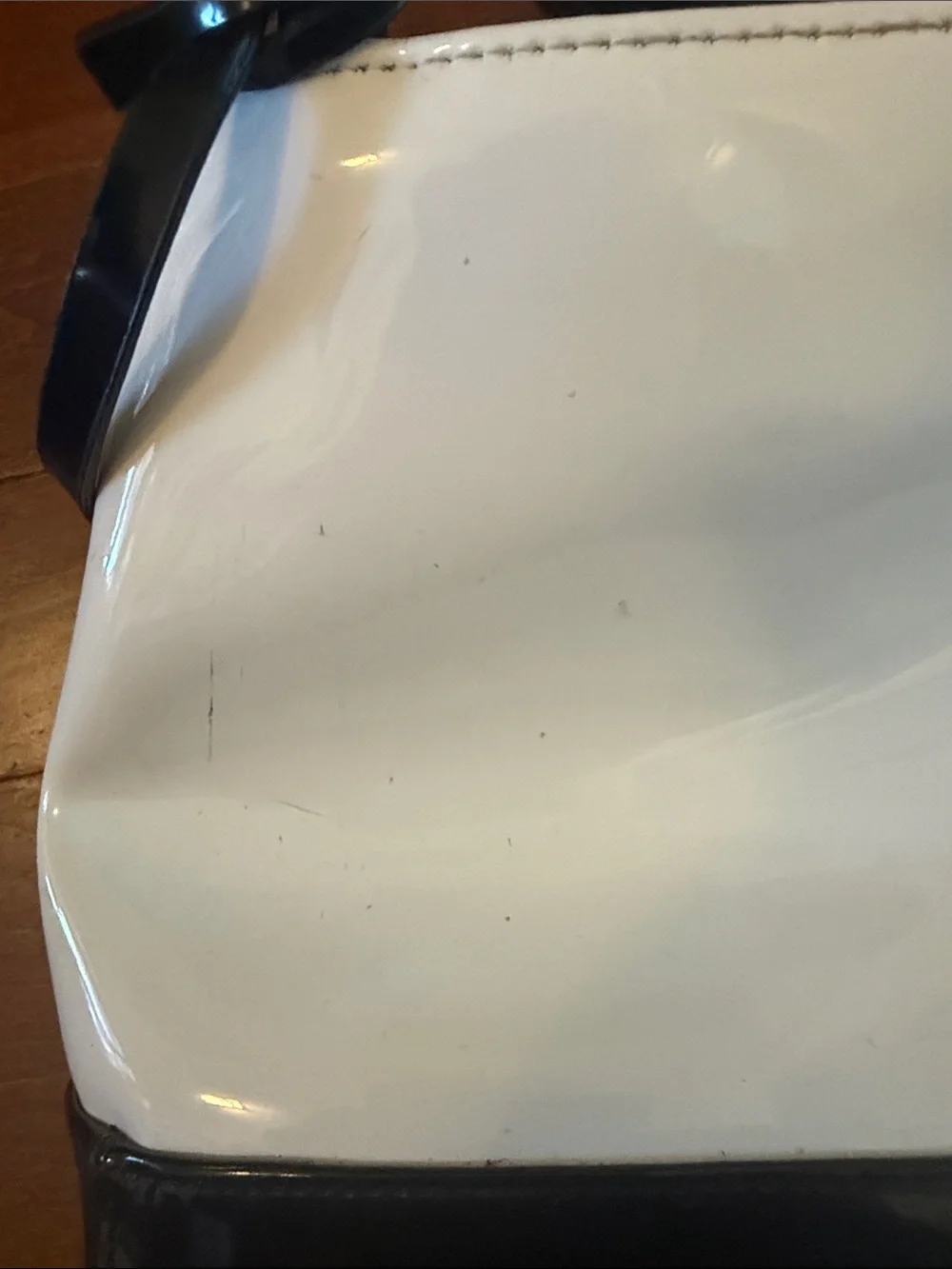 Liz Claiborne White and Black Patent Top-Handle Tote